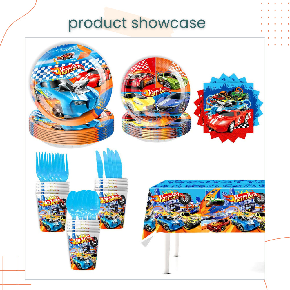 Racing Car Hot Wheels Theme Disposable Tableware Banner Balloon Birthday Decoration for Party Events