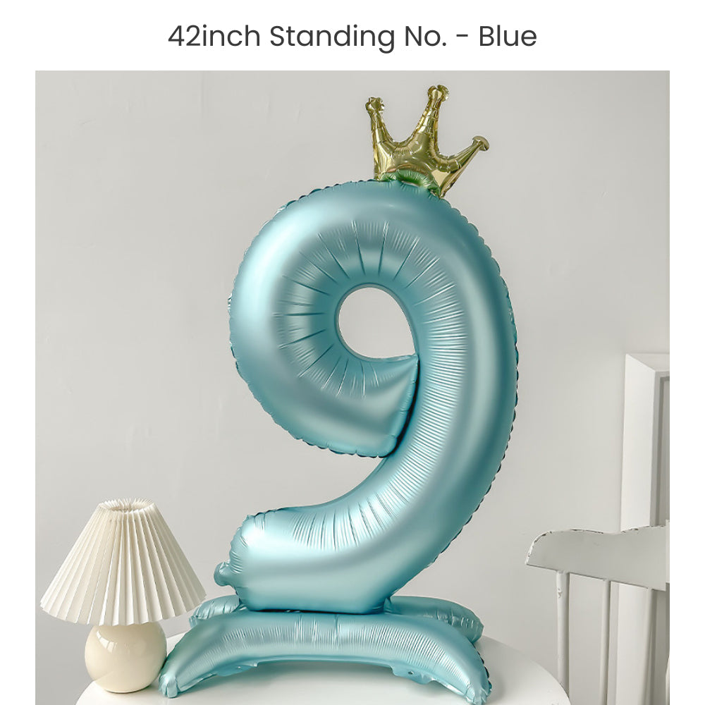 Blue 40 inch standing number balloon with base foil balloon for birthday party decoration