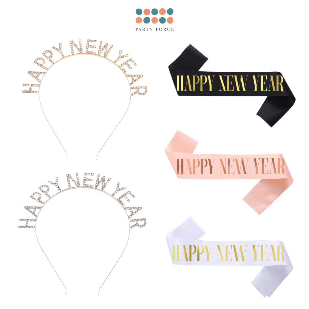 Happy New Year Metal Tiara Sash for New Year Celebration