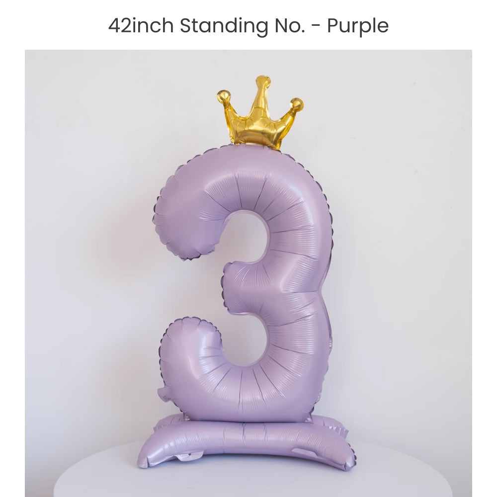 Purple 40 inch standing number balloon with base foil balloon for birthday party decoration