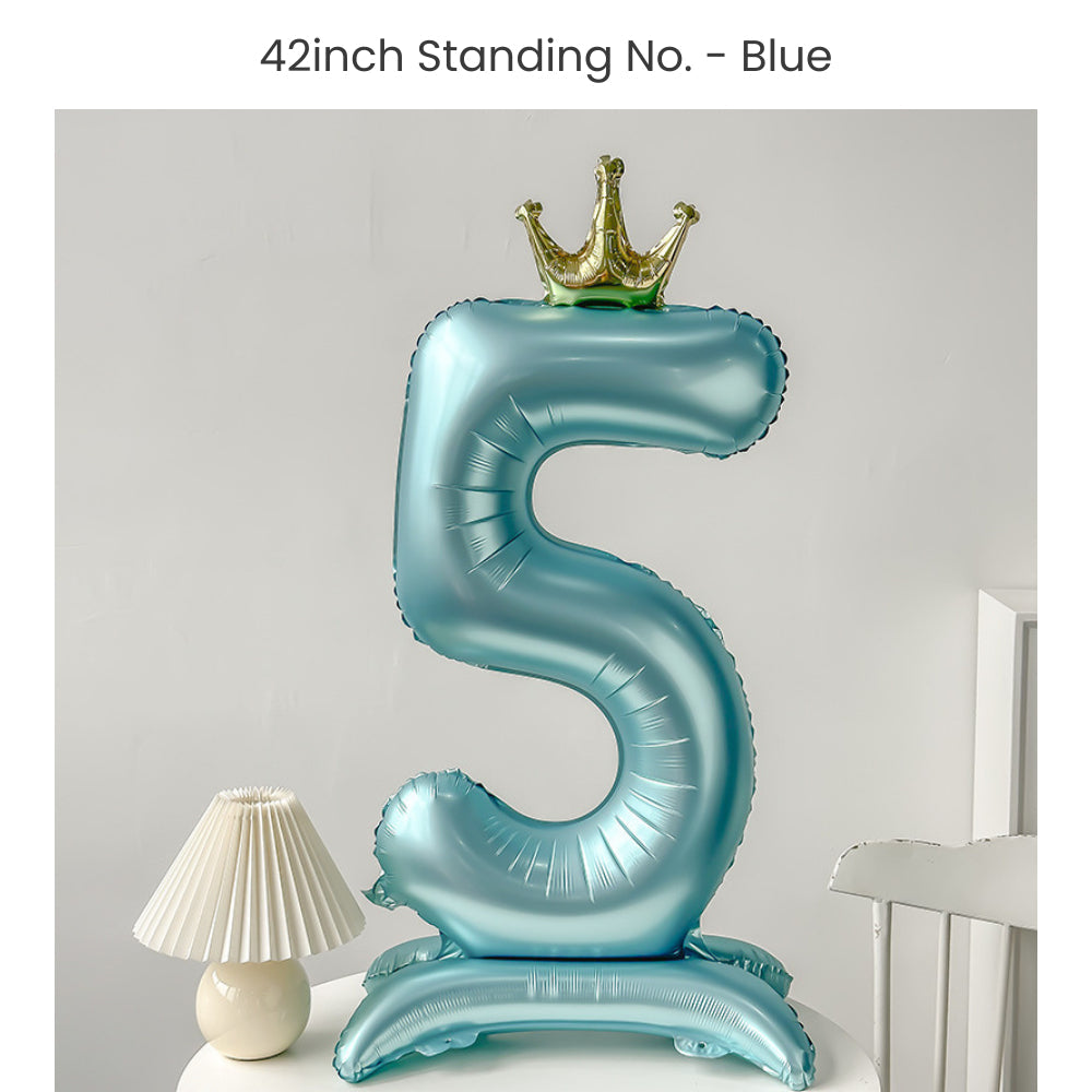 Blue 40 inch standing number balloon with base foil balloon for birthday party decoration