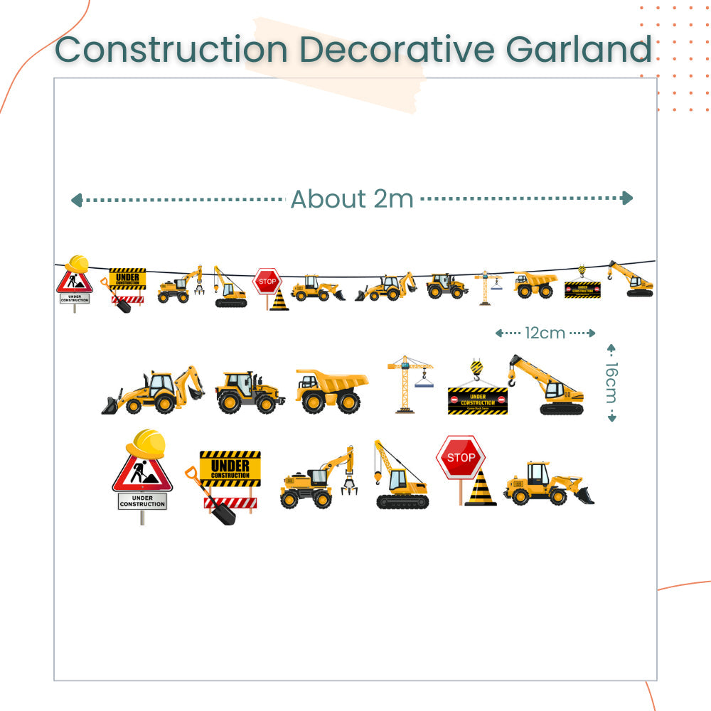 Construction Theme Disposable Tableware Banner Balloon Birthday Decoration for Party Events