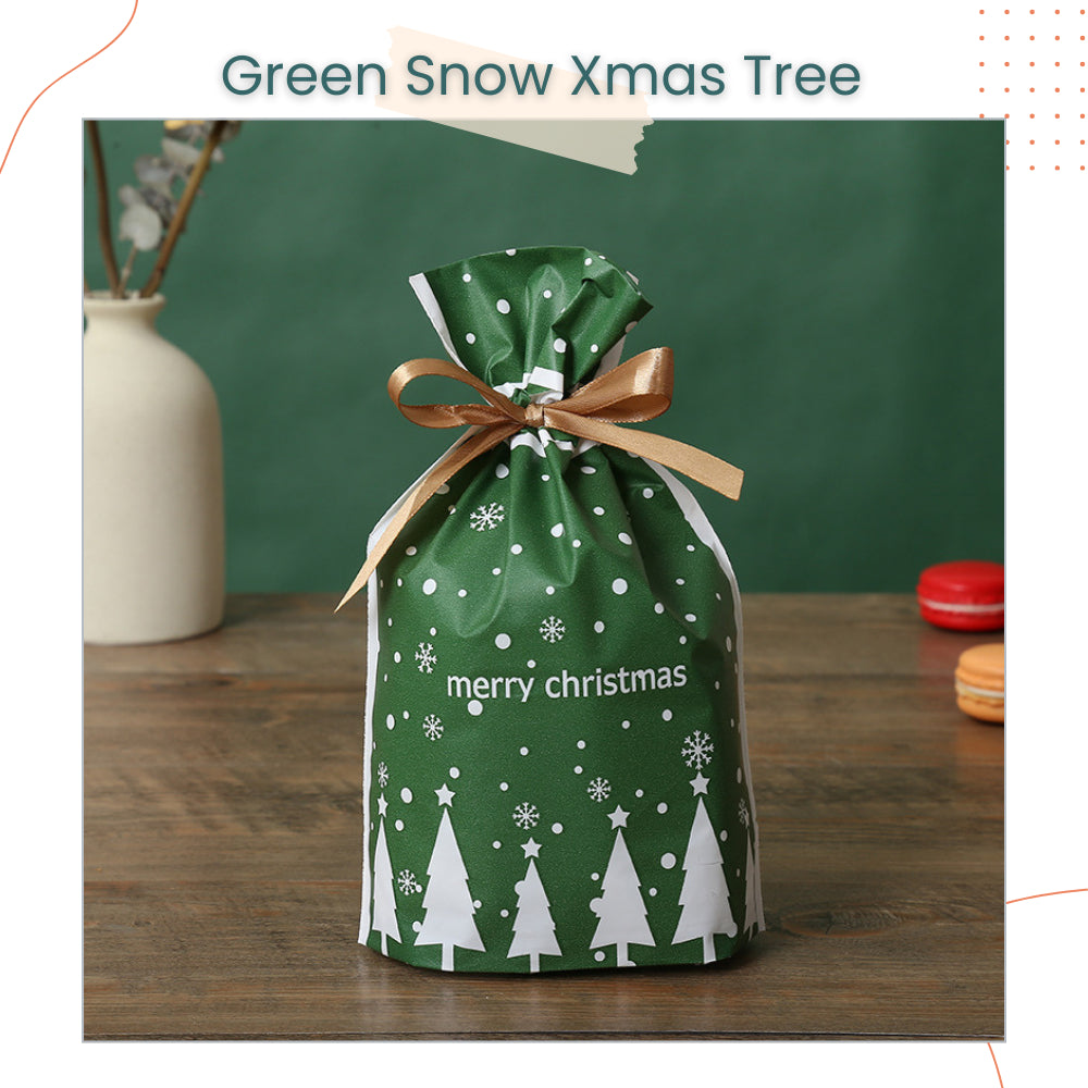 Christmas Cute Cartoon Gift Drawstring Packaging Bag for Gift Goodie on Christmas Party Event Celebration