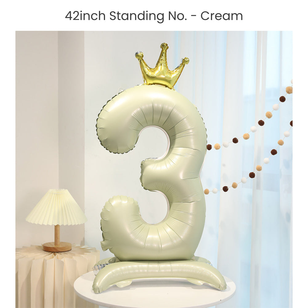 Cream 40 inch standing number balloon with base foil balloon for birthday party decoration