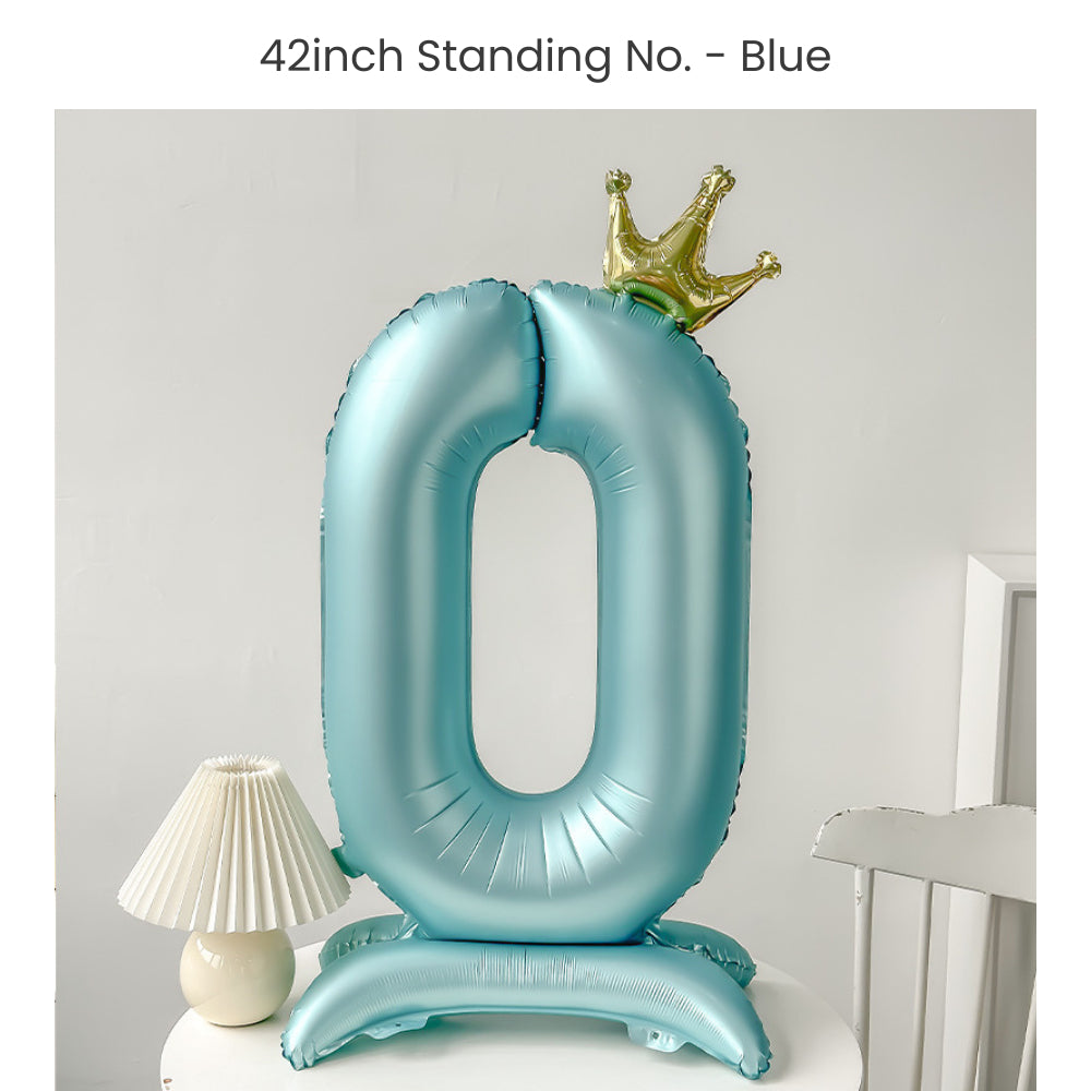 Blue 40 inch standing number balloon with base foil balloon for birthday party decoration