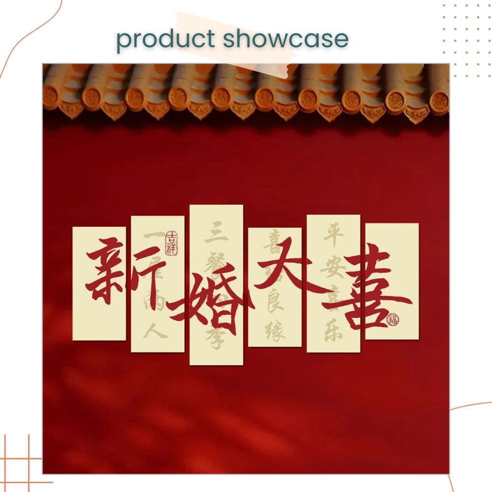 囍 Chinese Words Red 新婚大喜 KT Board Background Wall Decoration for Wedding Room Living Room Photo Props