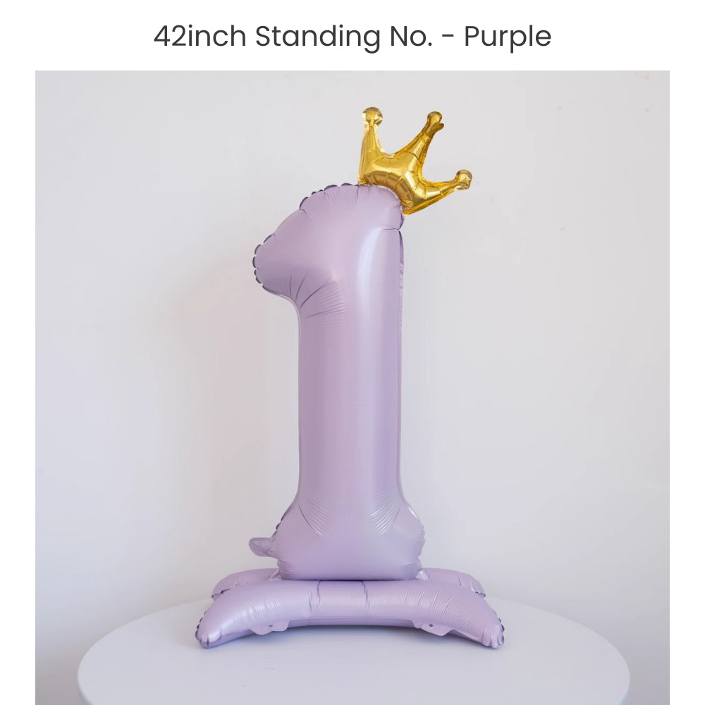 Purple 40 inch standing number balloon with base foil balloon for birthday party decoration