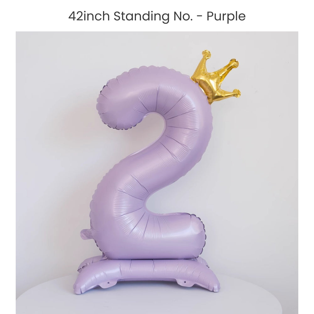 Purple 40 inch standing number balloon with base foil balloon for birthday party decoration