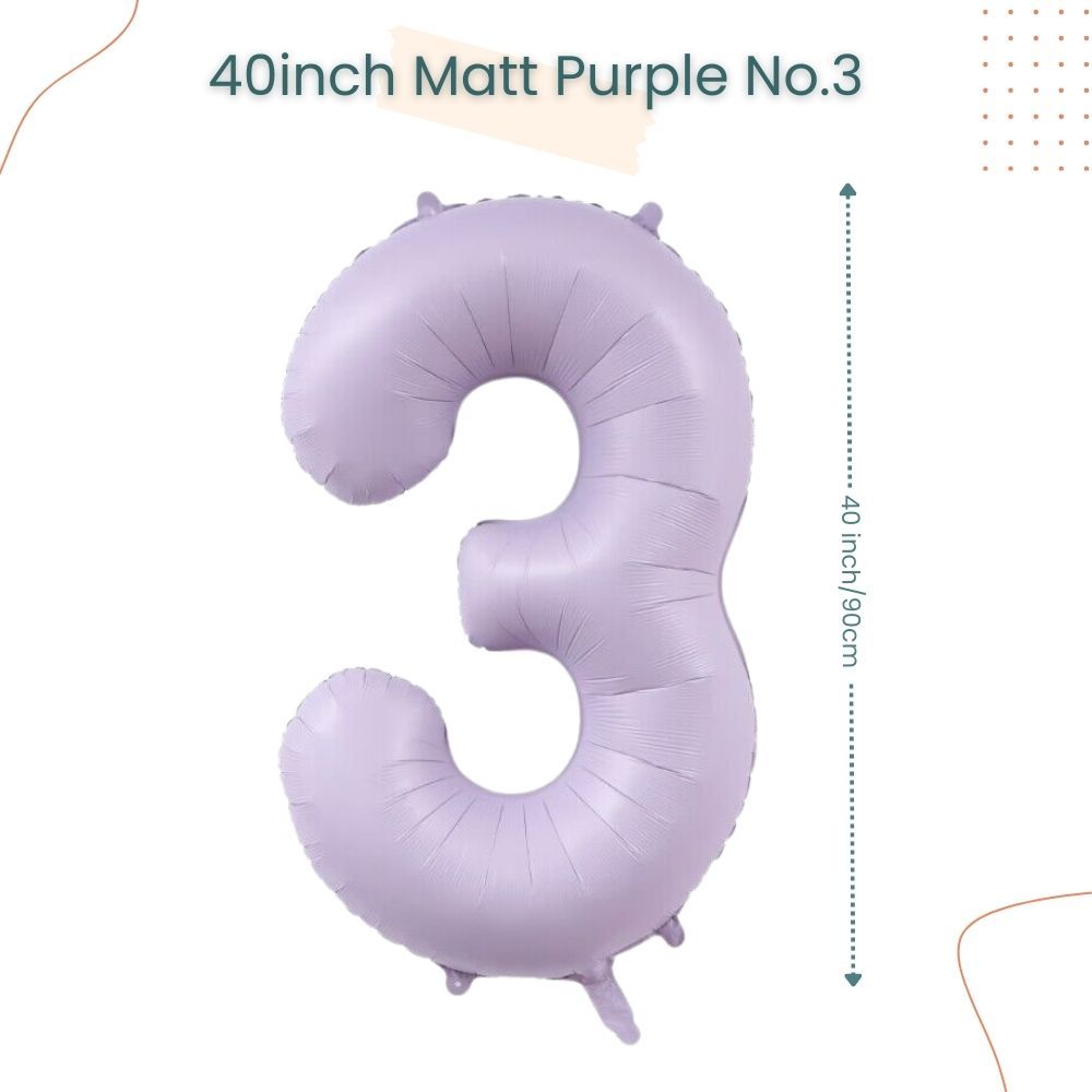 40 inch Matt Purple Number Balloon for birthday party decoration