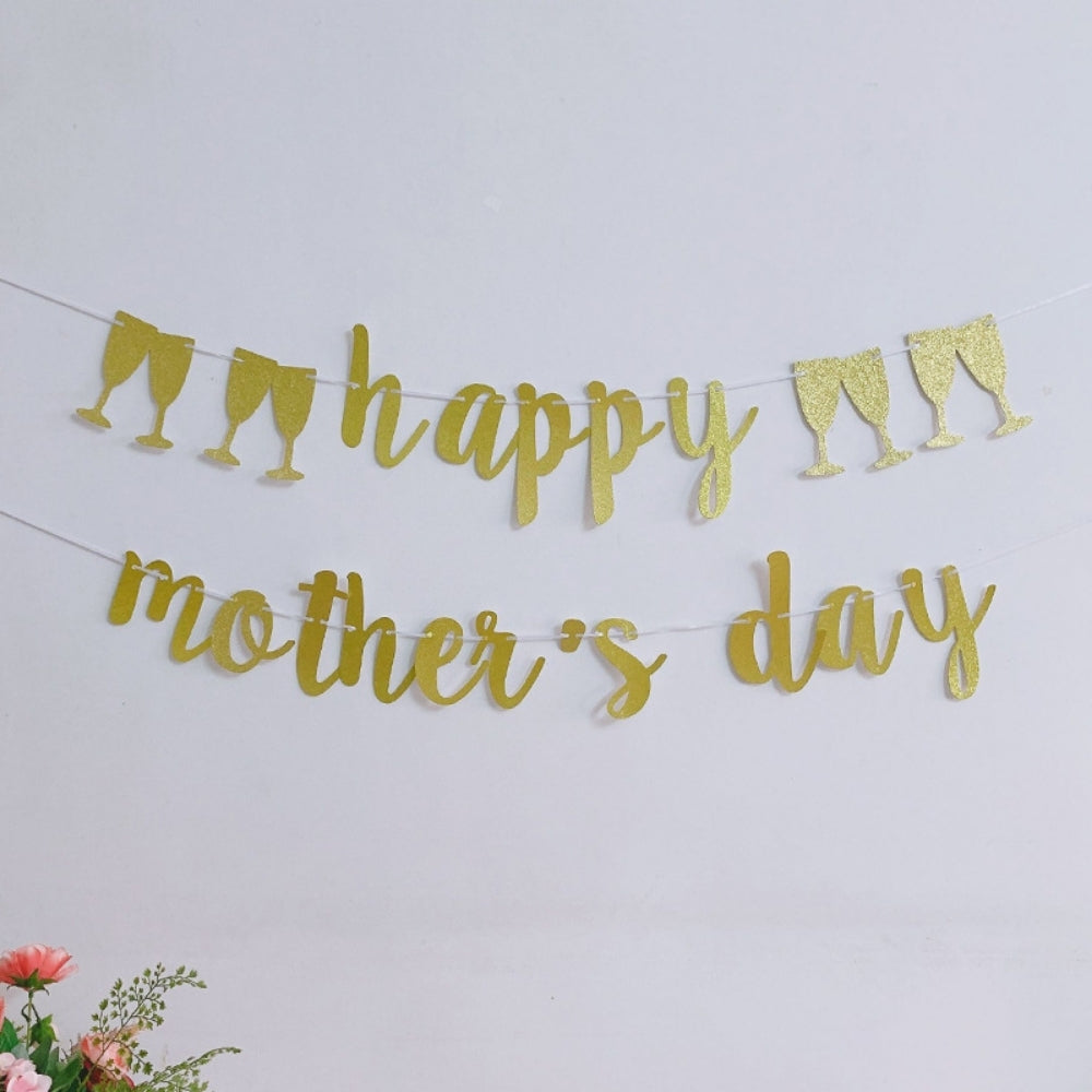 Happy Mother's Day Glitter Banner Gold Rose Gold