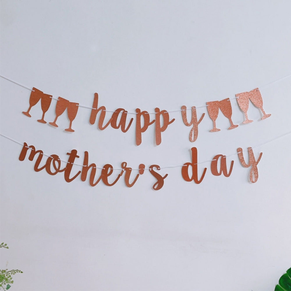 Happy Mother's Day Glitter Banner Gold Rose Gold