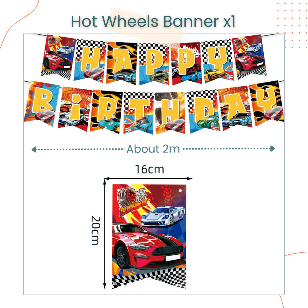Racing Car Hot Wheels Theme Disposable Tableware Banner Balloon Birthday Decoration for Party Events