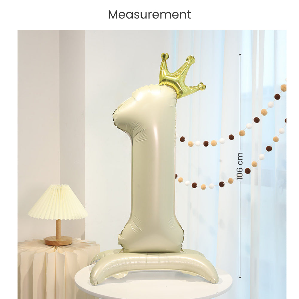 Cream 40 inch standing number balloon with base foil balloon for birthday party decoration