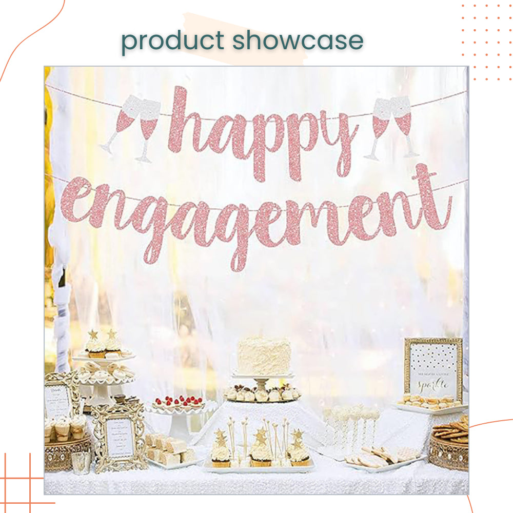 Happy Engagement Champagne Decoration Cardstock Banner