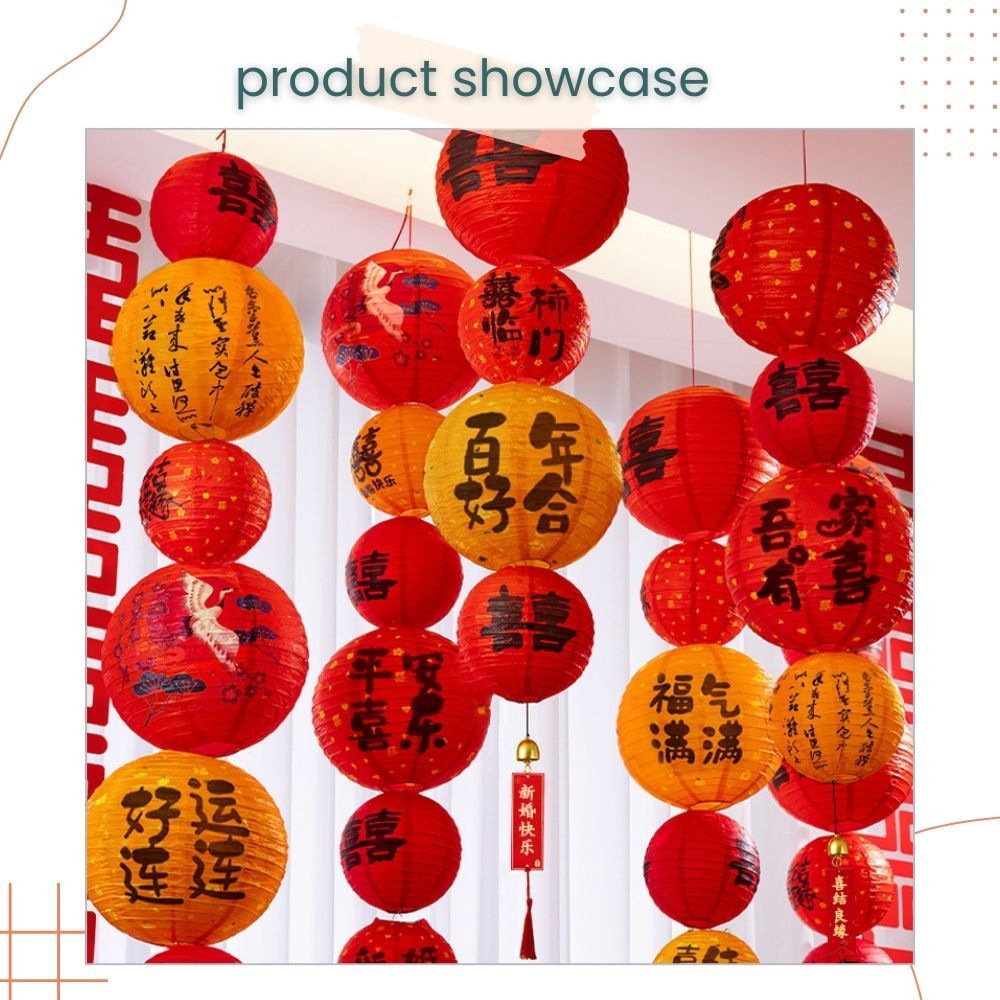 囍 Premium Wedding Lantern Backdrop Decoration Set for Wedding Room Living Room Photo Props