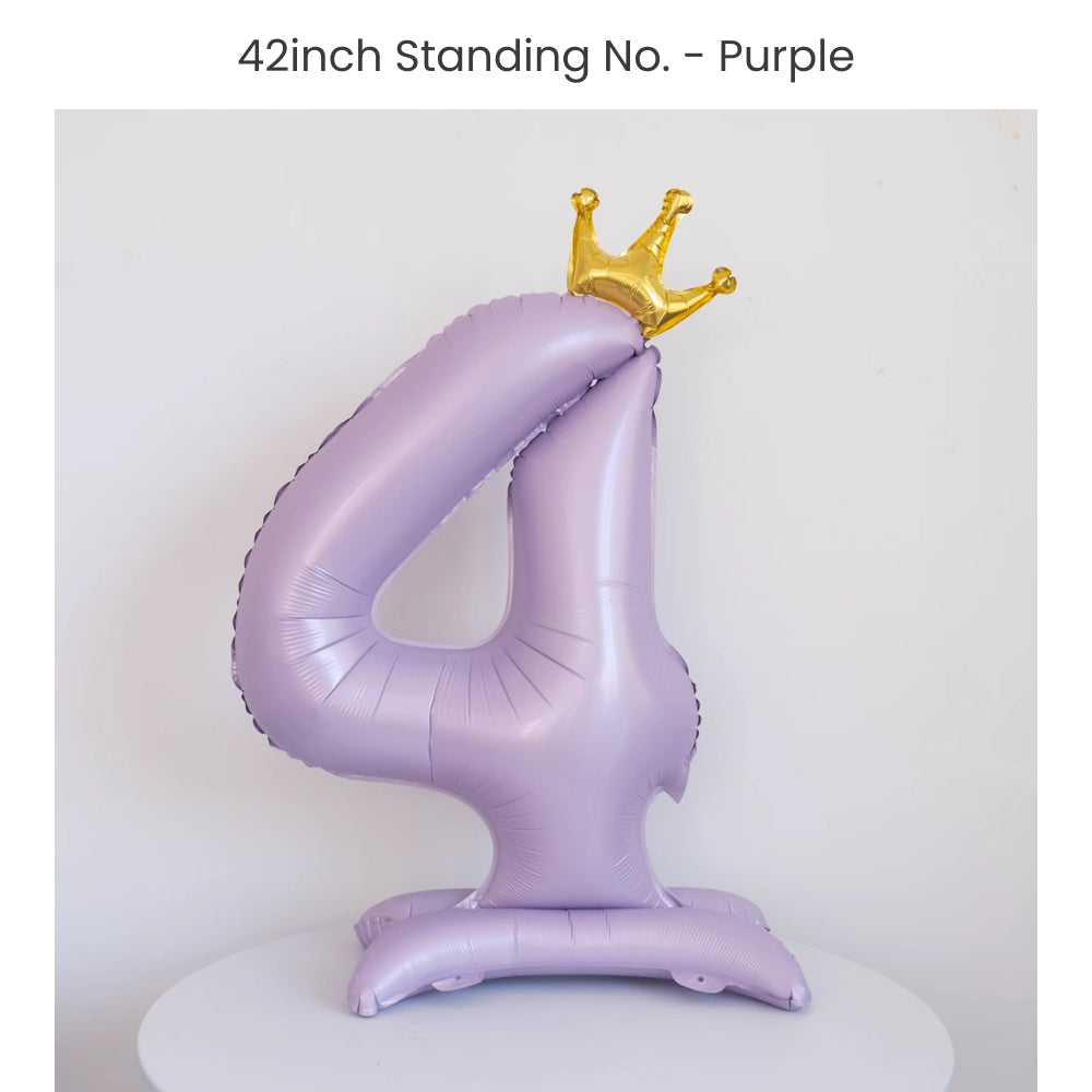 Purple 40 inch standing number balloon with base foil balloon for birthday party decoration