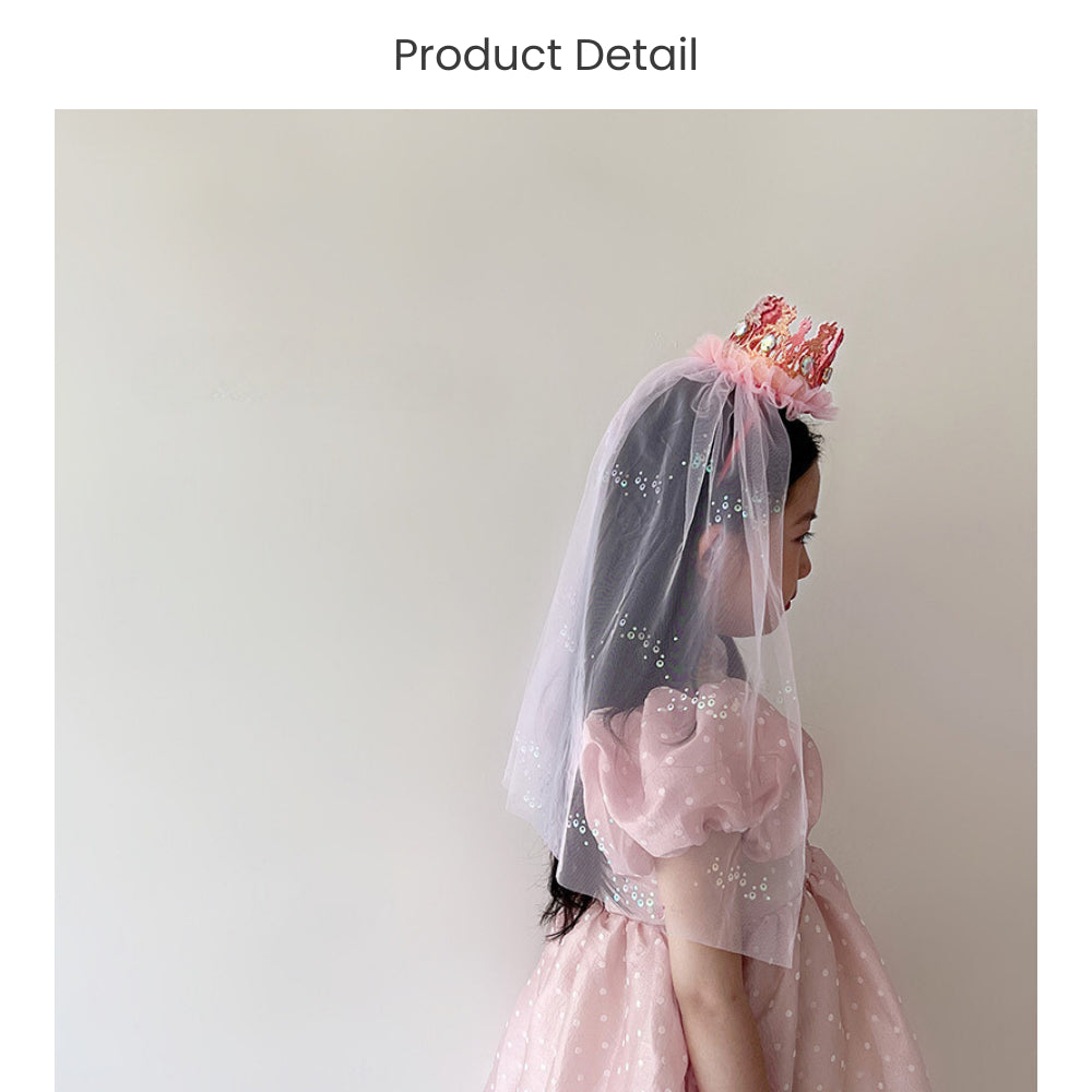 Princess Diamond Veil Headband Tiara Party Hat for Birthday Party Decoration