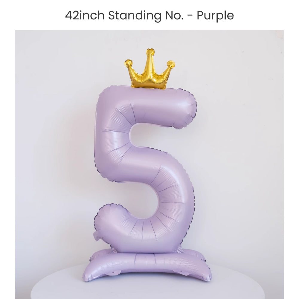 Purple 40 inch standing number balloon with base foil balloon for birthday party decoration