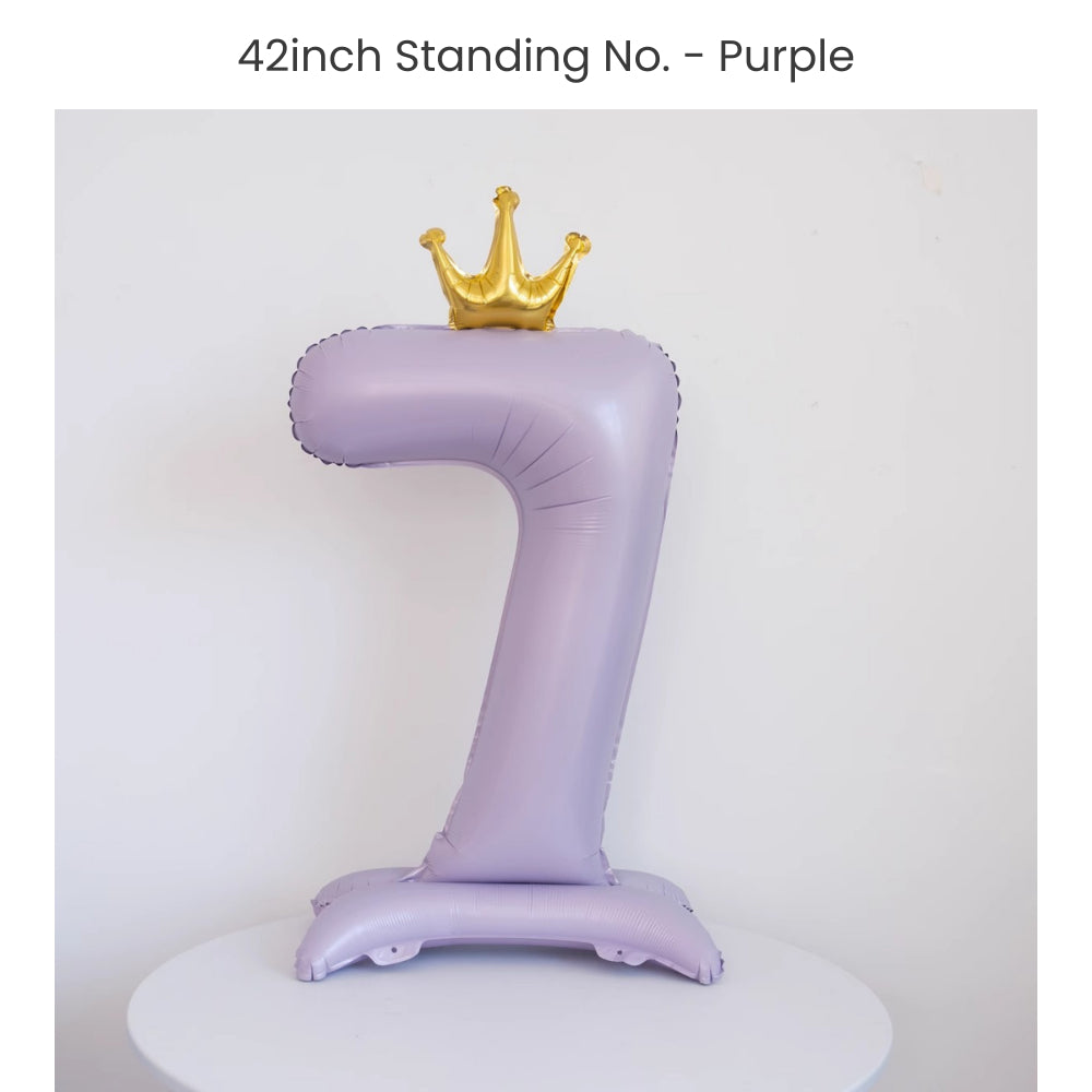 Purple 40 inch standing number balloon with base foil balloon for birthday party decoration