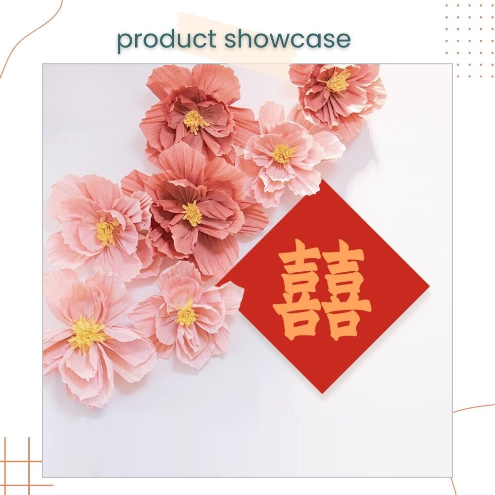 囍 Big Chinese Wedding Red Couplets Sticker Backdrop Decoration for Wedding Room Living Room Photo Props