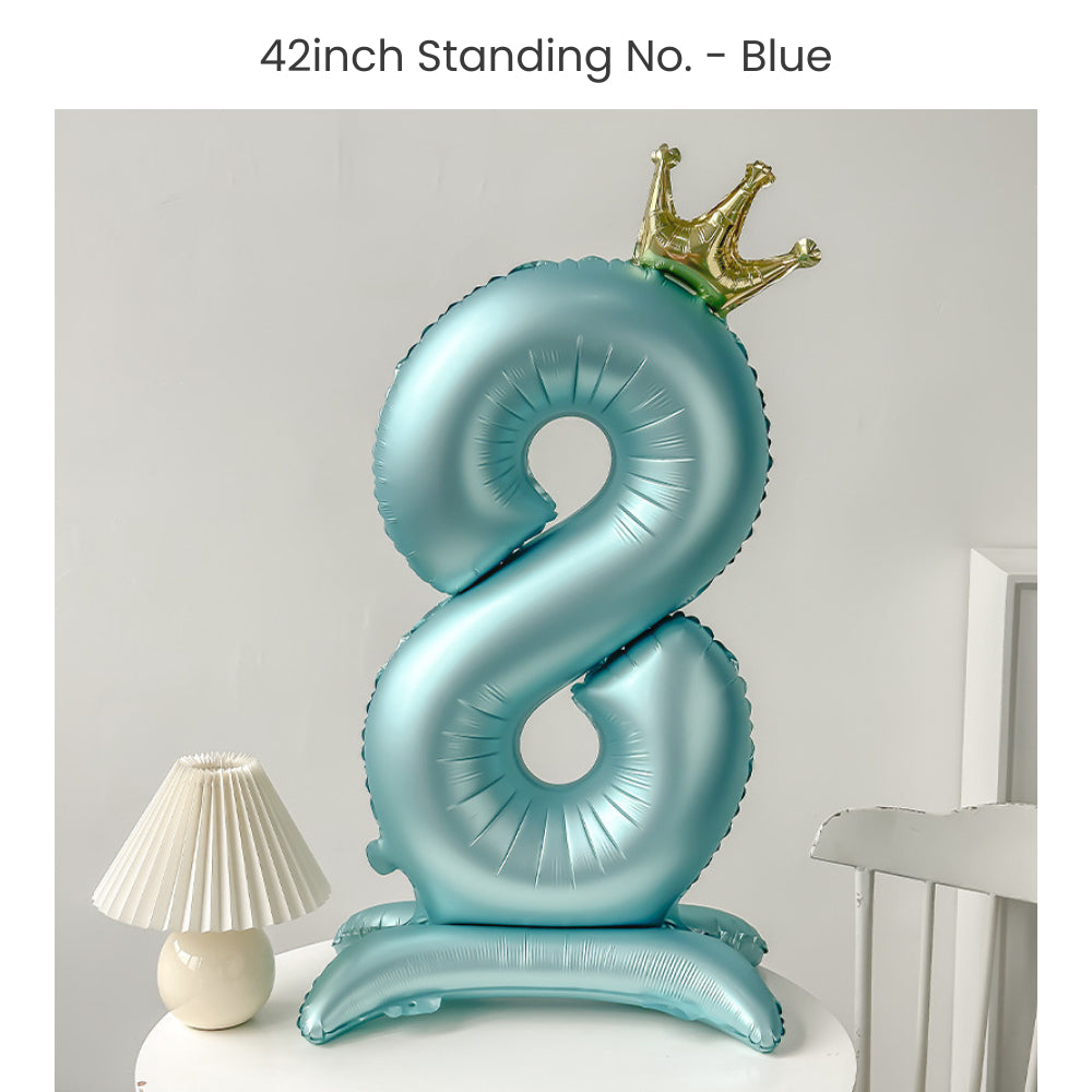 Blue 40 inch standing number balloon with base foil balloon for birthday party decoration