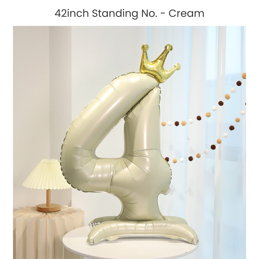 Cream 40 inch standing number balloon with base foil balloon for birthday party decoration