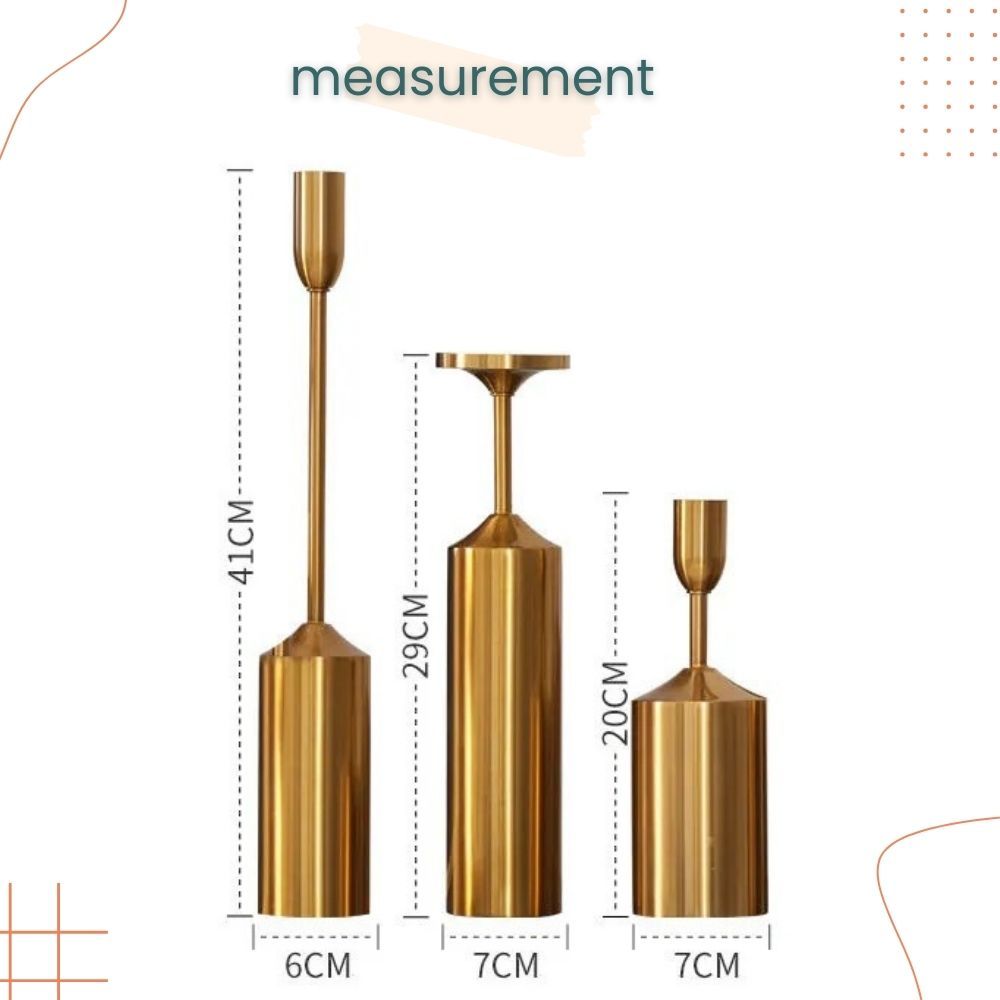 Gold European Style 3pcs set Metal Candlestick Scented Candle for Wedding Birthday Party Living Decoration