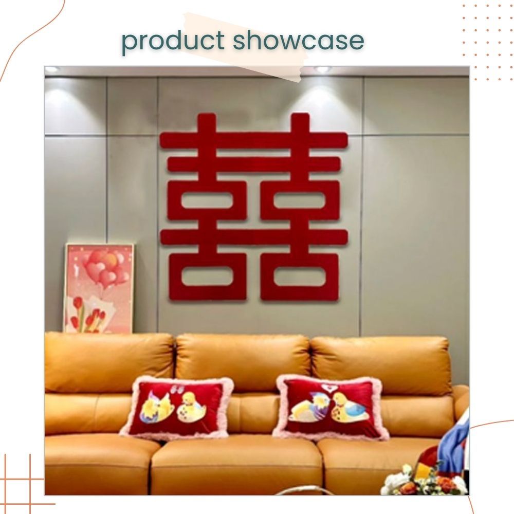 囍 Large Chinese Happiness Word Sticker 120cm Wall Decoration for for Wedding Room Living Room Photo Props