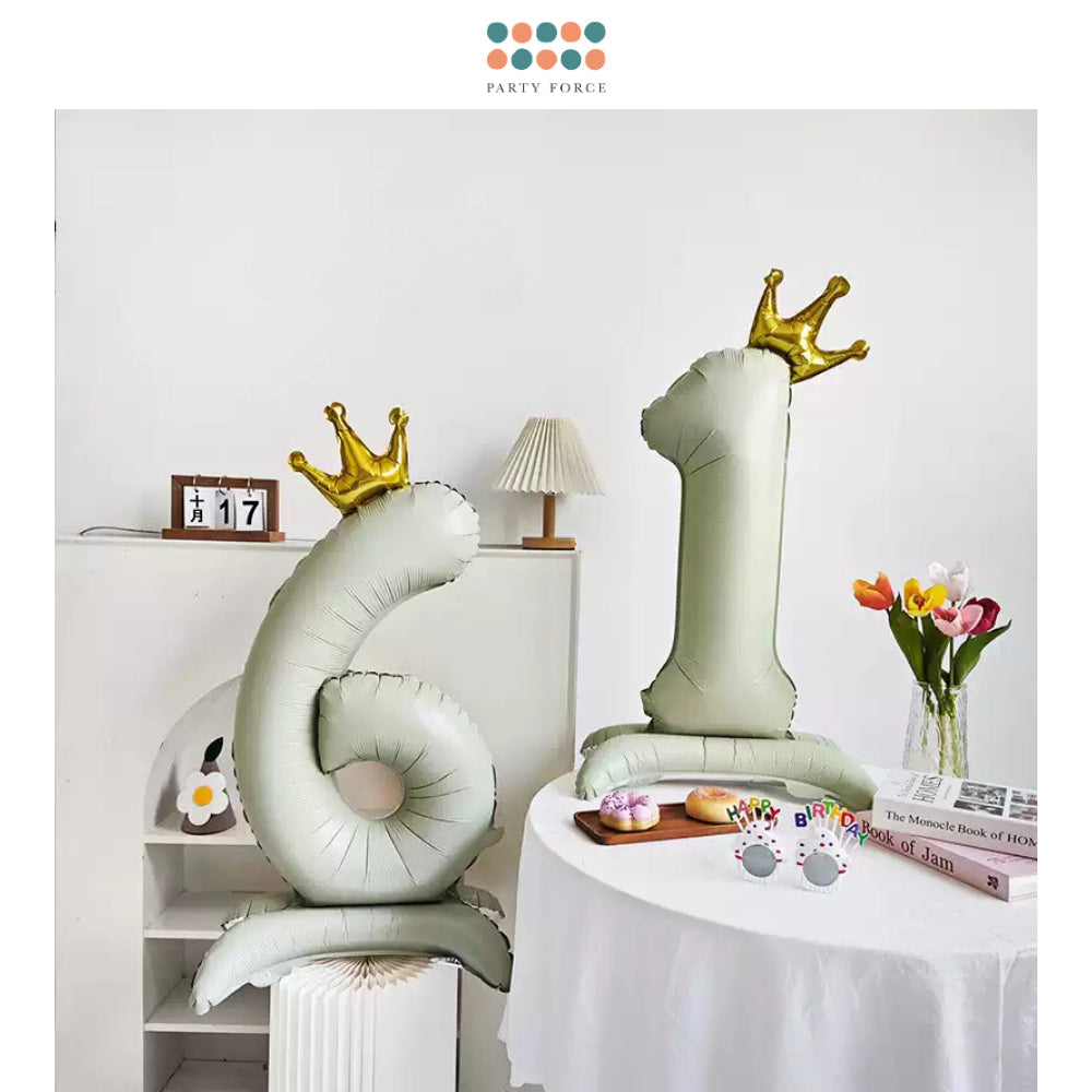 Cream 40 inch standing number balloon with base foil balloon for birthday party decoration