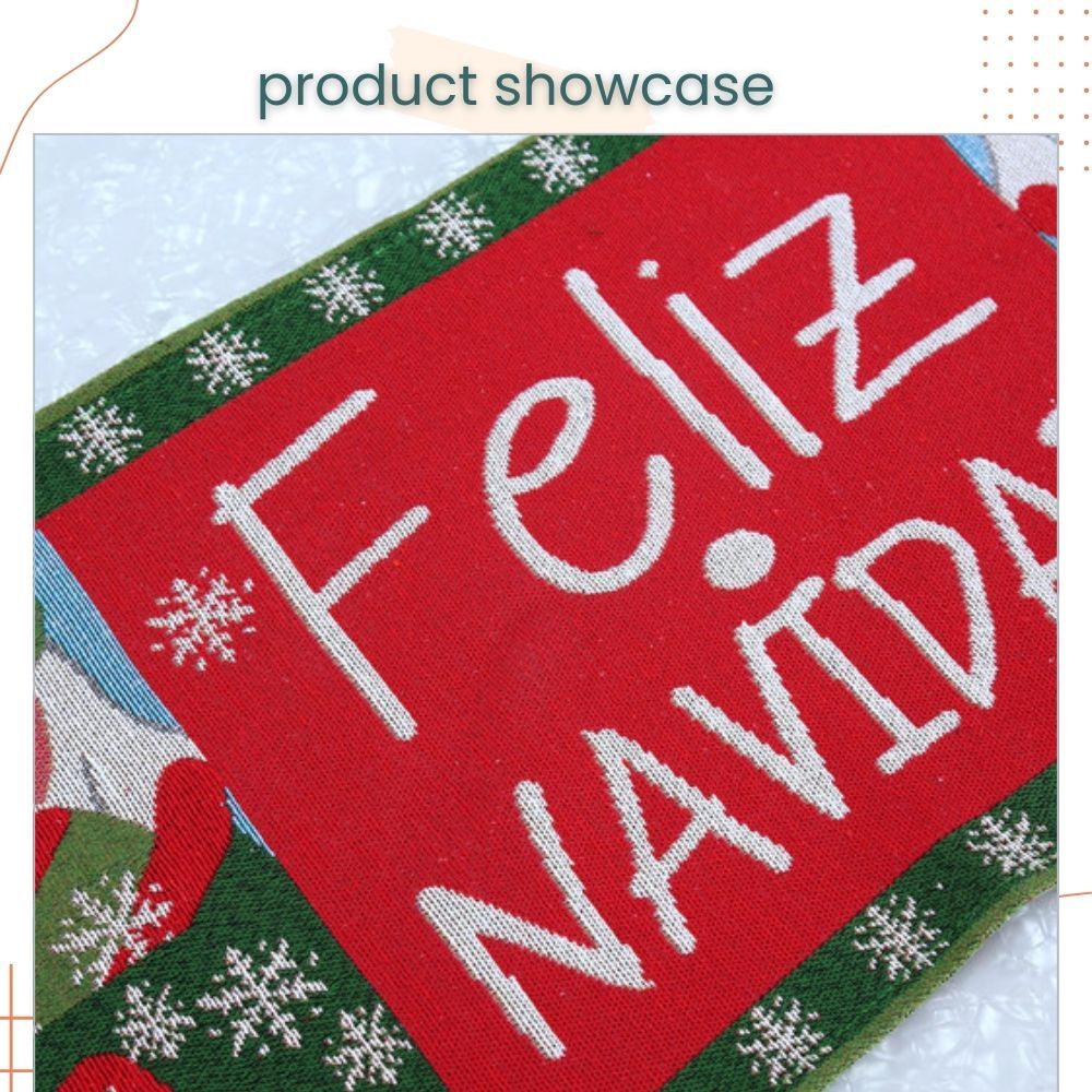 Christmas Theme Knitting Table Cloth with Tassel for Christmas Home Decoration Christmas Party