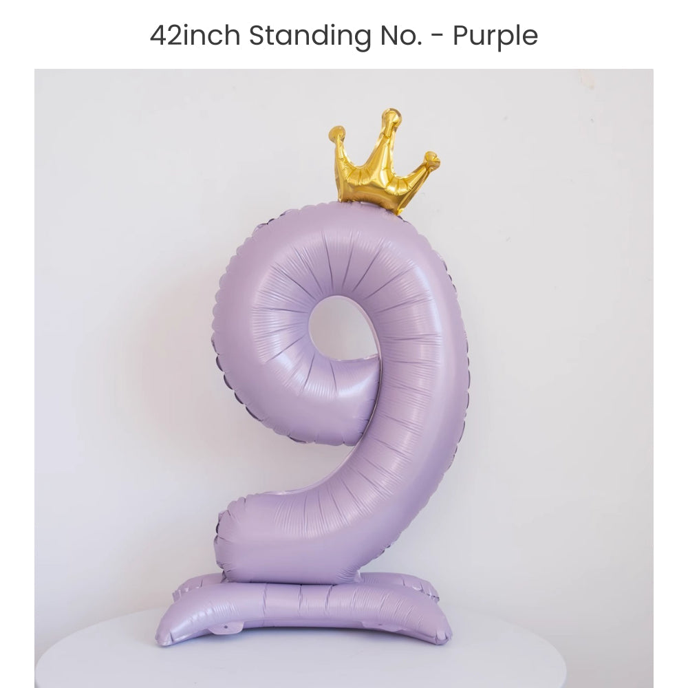 Purple 40 inch standing number balloon with base foil balloon for birthday party decoration