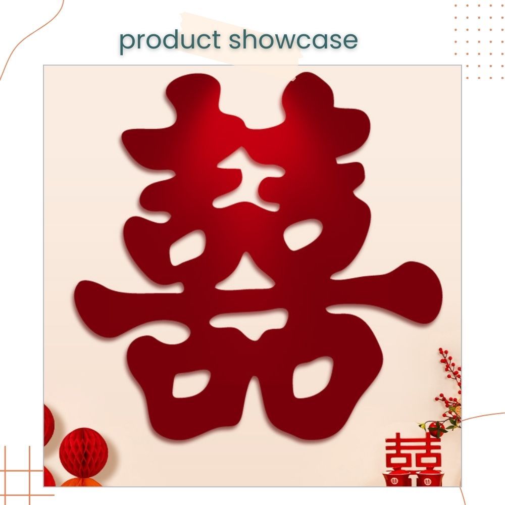 囍 Large Chinese Happiness Word Sticker 120cm Wall Decoration for for Wedding Room Living Room Photo Props