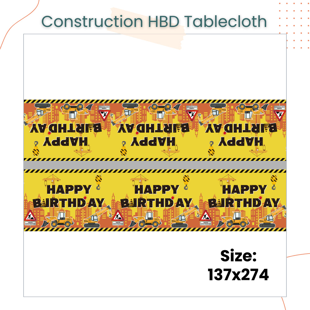 Construction Theme Disposable Tableware Banner Balloon Birthday Decoration for Party Events