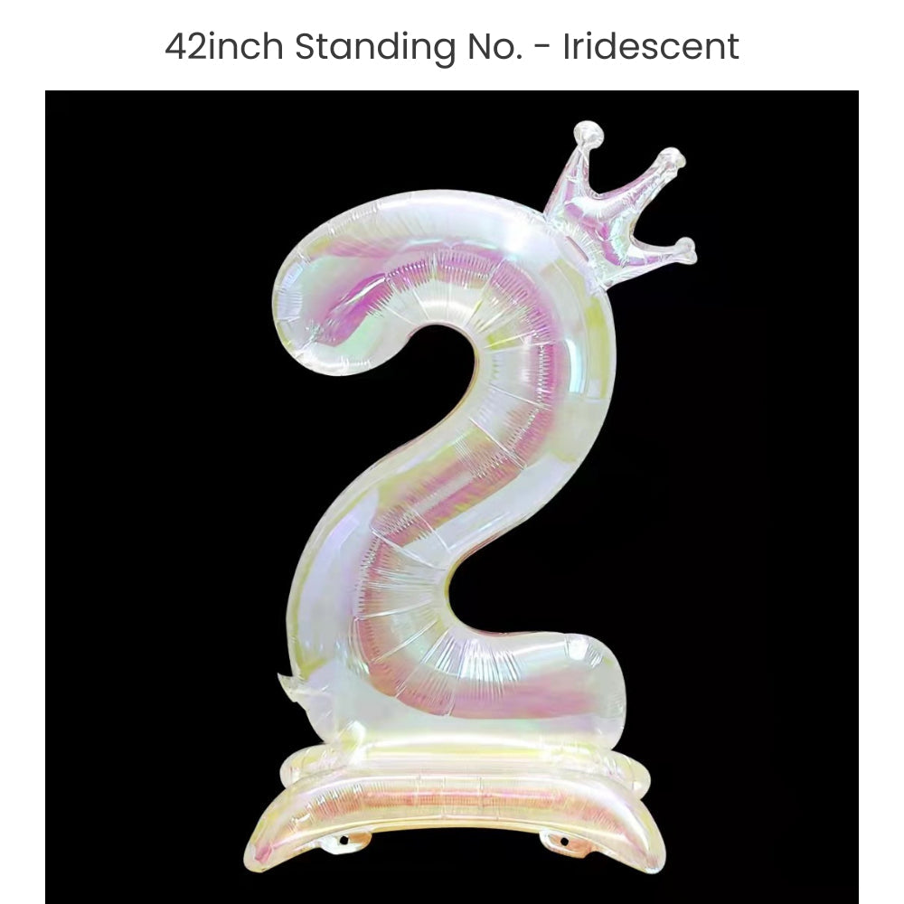 Iridescent 40 inch standing number balloon with base foil balloon for birthday party decoration