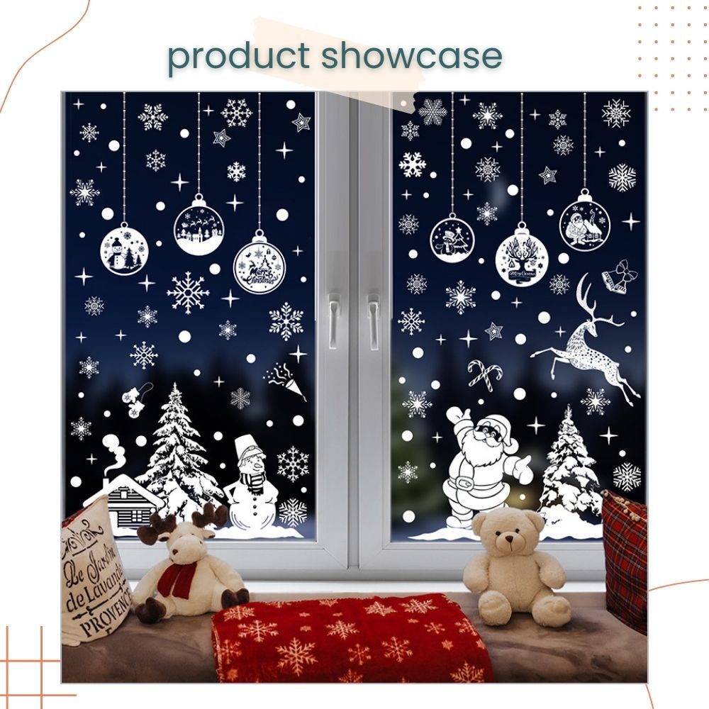 DIY Cute Christmas Decorative Window Electrostatic Stickers Waterproof for Chrismans Living Room Party Decoration