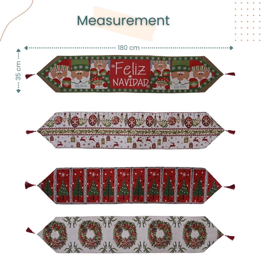 Christmas Theme Knitting Table Cloth with Tassel for Christmas Home Decoration Christmas Party