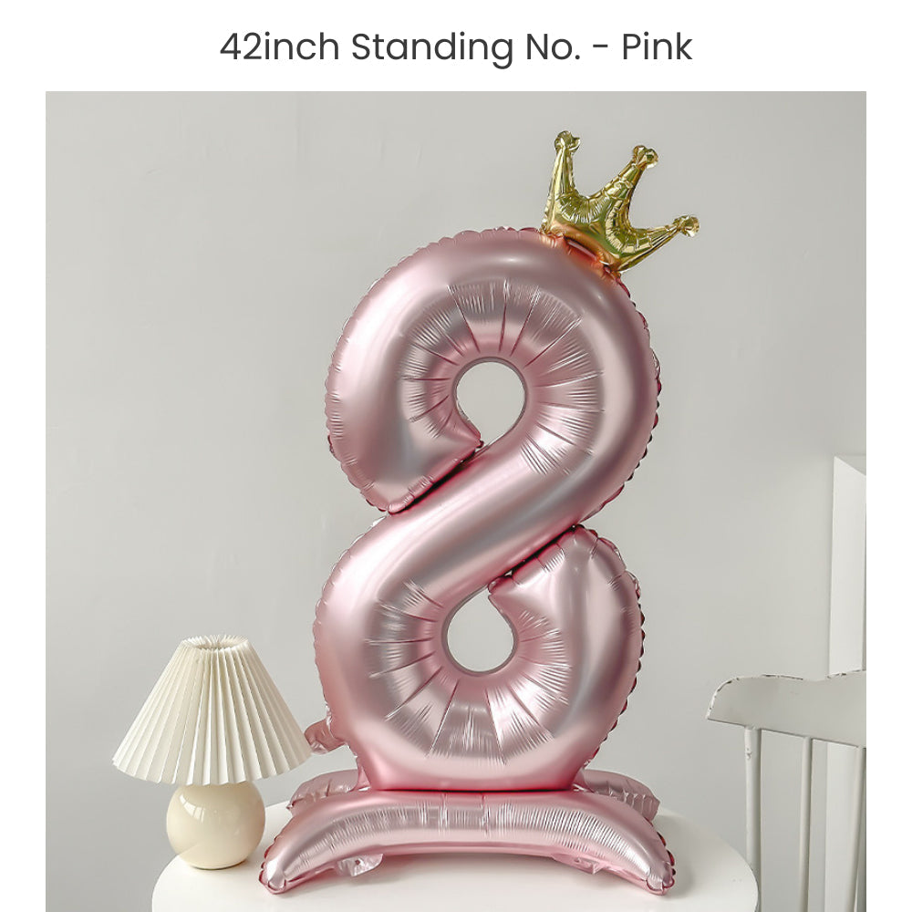 Pink 40 inch standing number balloon with base foil balloon for birthday party decoration