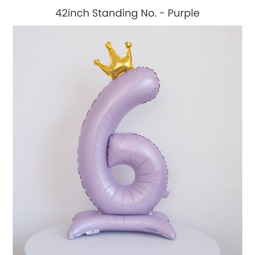 Purple 40 inch standing number balloon with base foil balloon for birthday party decoration