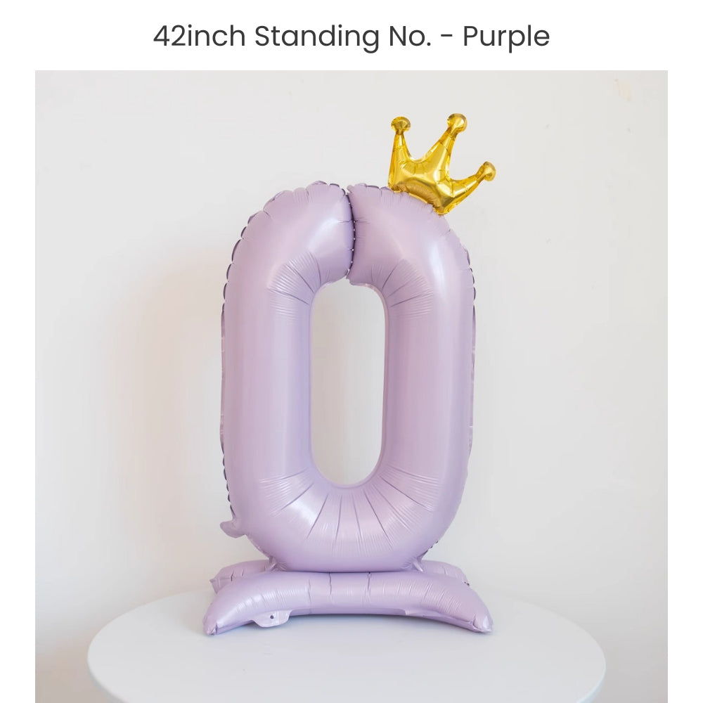 Purple 40 inch standing number balloon with base foil balloon for birthday party decoration
