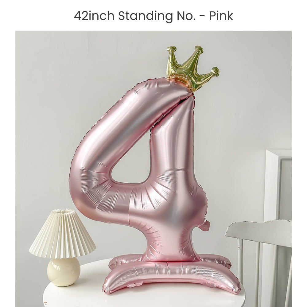 Pink 40 inch standing number balloon with base foil balloon for birthday party decoration