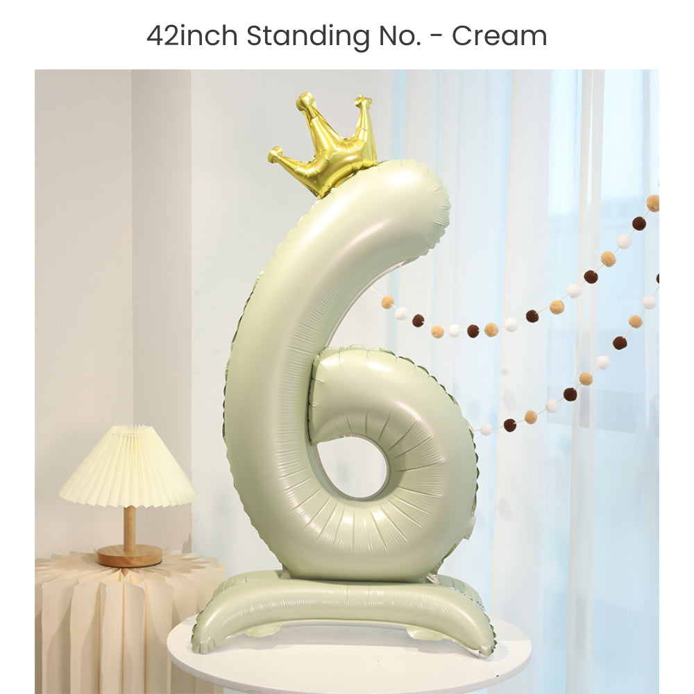 Cream 40 inch standing number balloon with base foil balloon for birthday party decoration