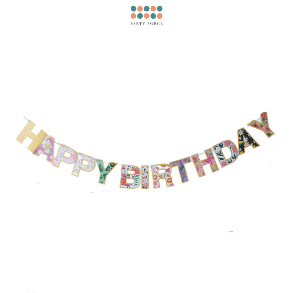 Floral Happy birthday banner Garland Decorative Banner for birthday decoration