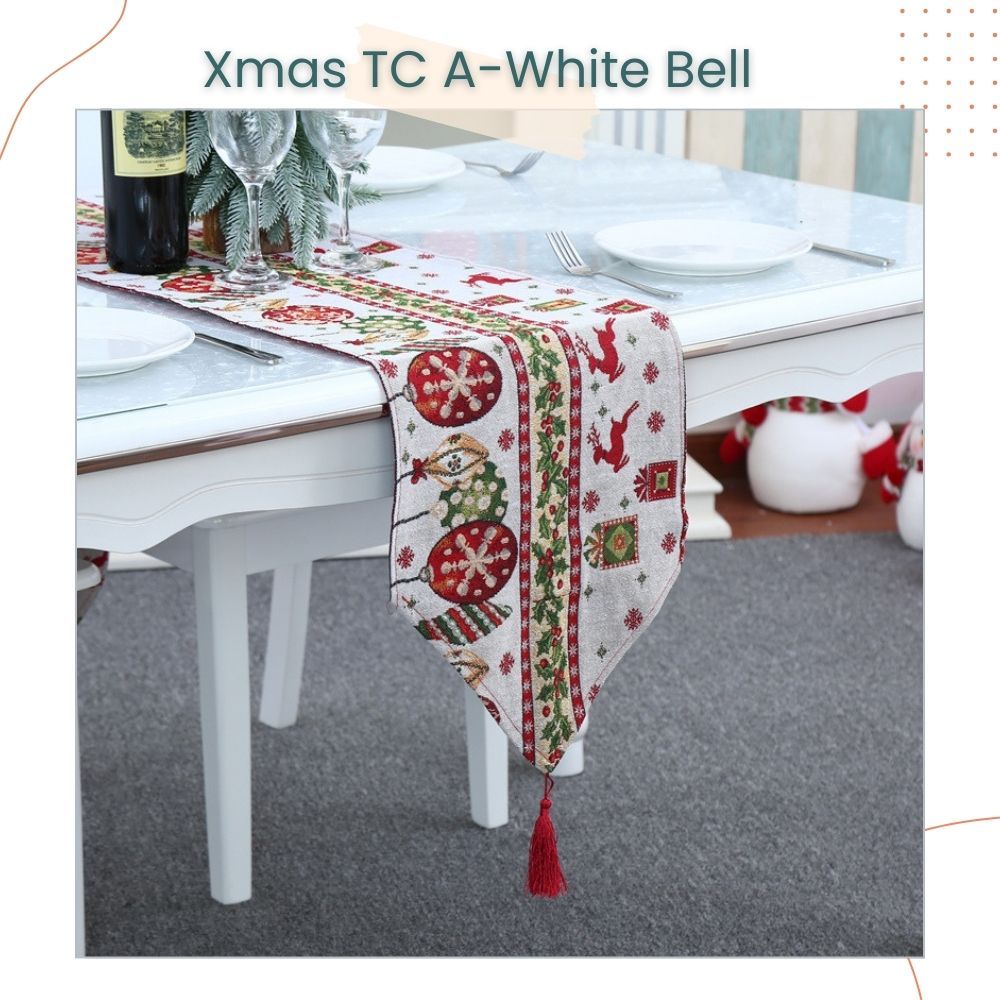 Christmas Theme Knitting Table Cloth with Tassel for Christmas Home Decoration Christmas Party