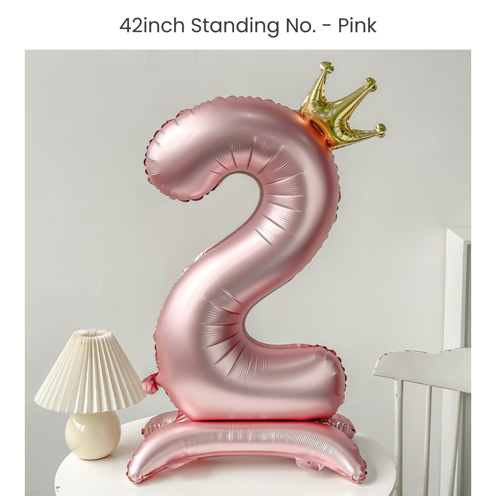 Pink 40 inch standing number balloon with base foil balloon for birthday party decoration