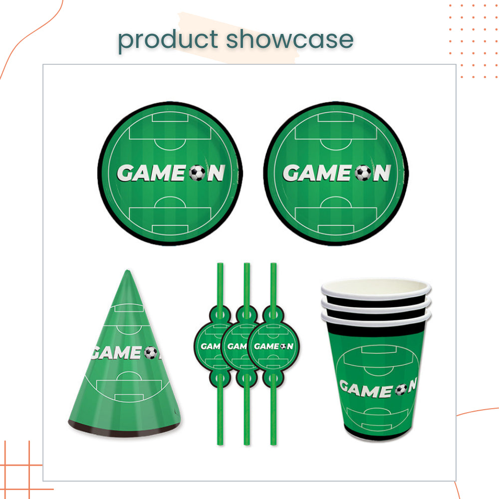 Soccer Theme Disposable Tableware Plates Cups Cutlery Banner Balloon for Birthday Party