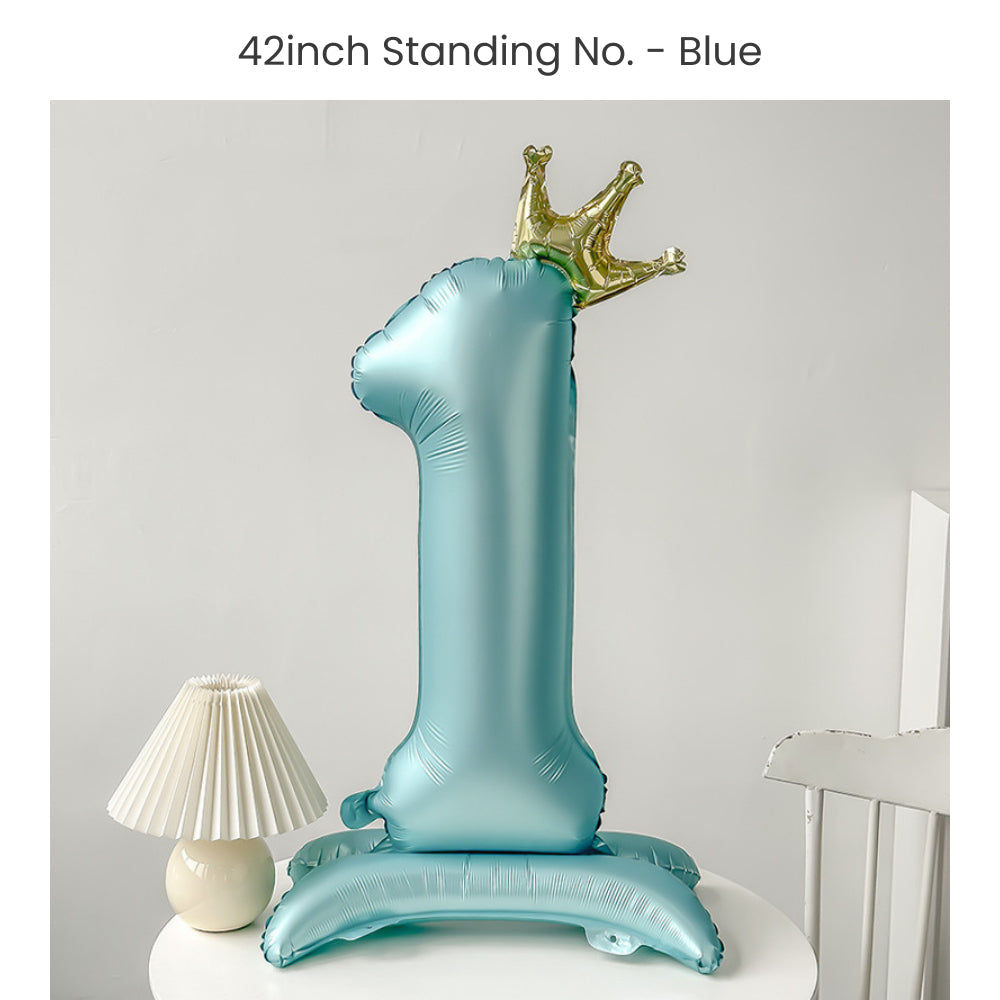 Blue 40 inch standing number balloon with base foil balloon for birthday party decoration