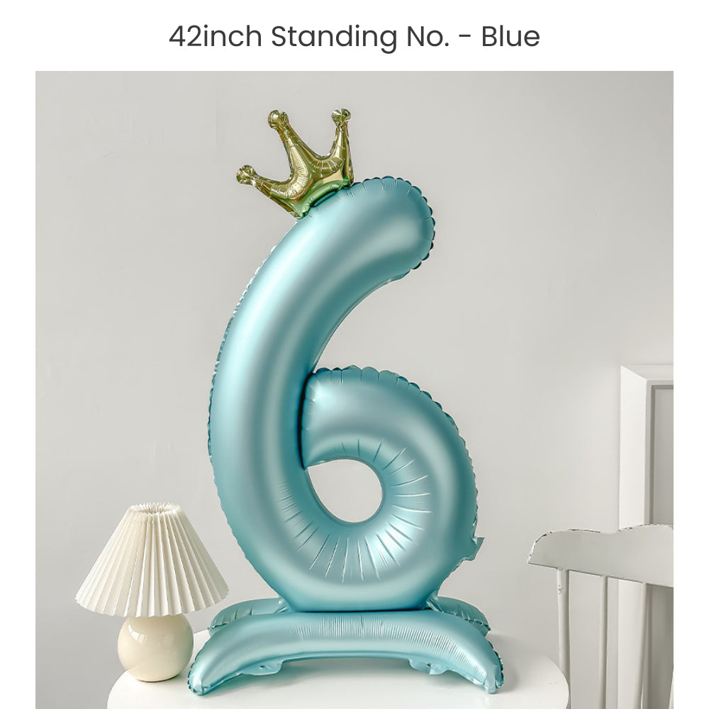 Blue 40 inch standing number balloon with base foil balloon for birthday party decoration