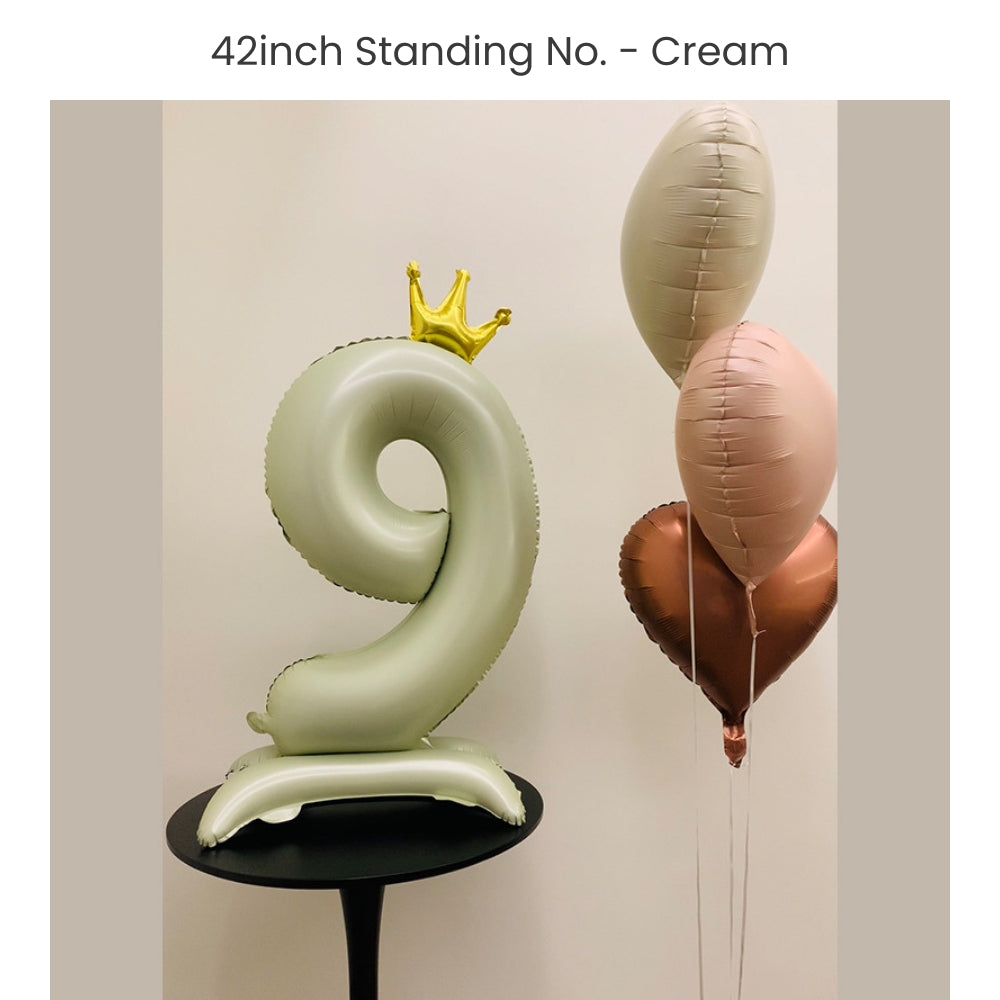 Cream 40 inch standing number balloon with base foil balloon for birthday party decoration