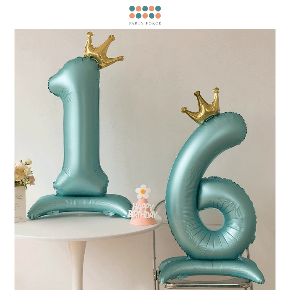 Blue 40 inch standing number balloon with base foil balloon for birthday party decoration