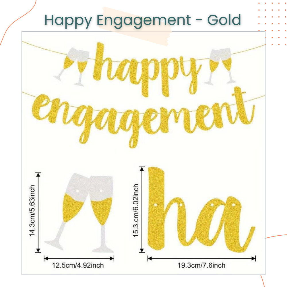 Happy Engagement Champagne Decoration Cardstock Banner